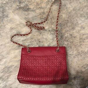 Tory Burch Elegant Red Chain Strap Bag